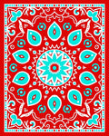 Crimson Teal Floral Mandala Rug