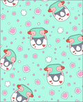Cute Teal Flamingo Paw Print Rug