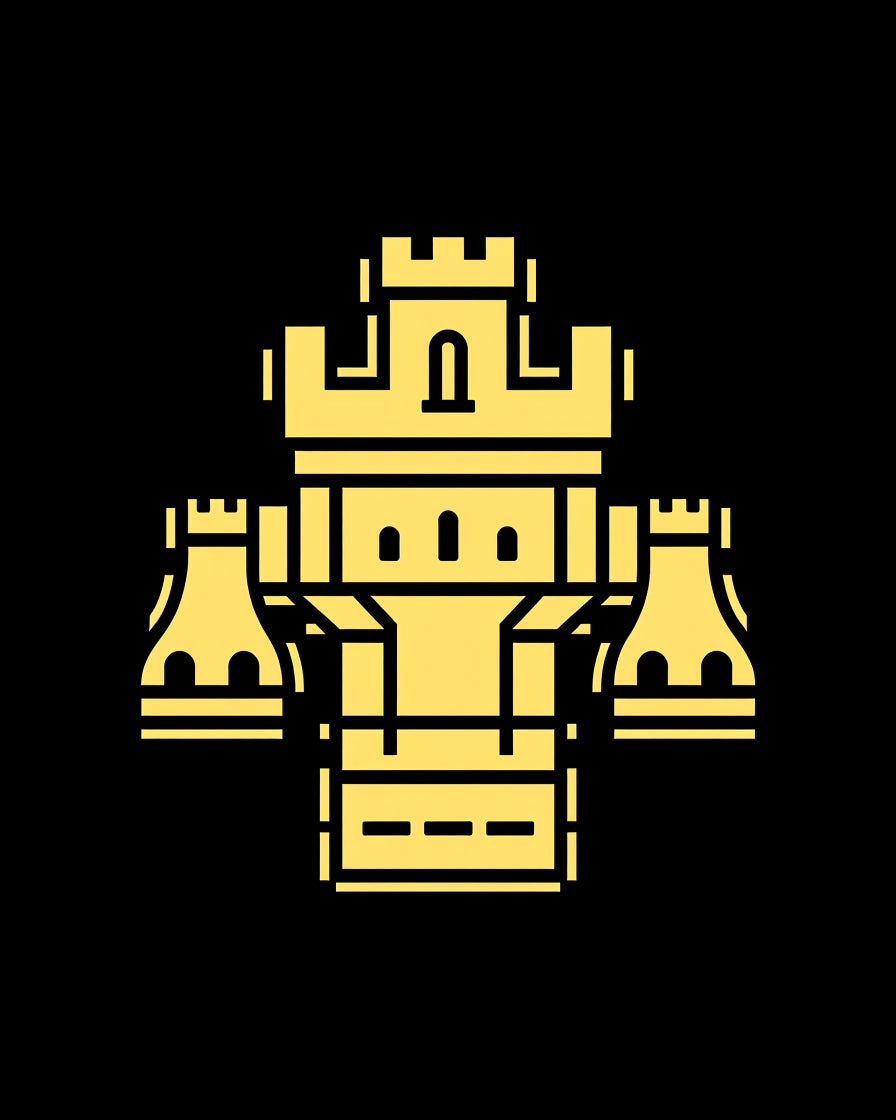 Golden Fortress Castle Icon Rug