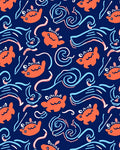Whimsical Coral Ocean Creatures Waves Rug