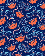 Whimsical Coral Ocean Creatures Waves Rug
