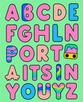 Bright Alphabet Pop Art Panels Rug