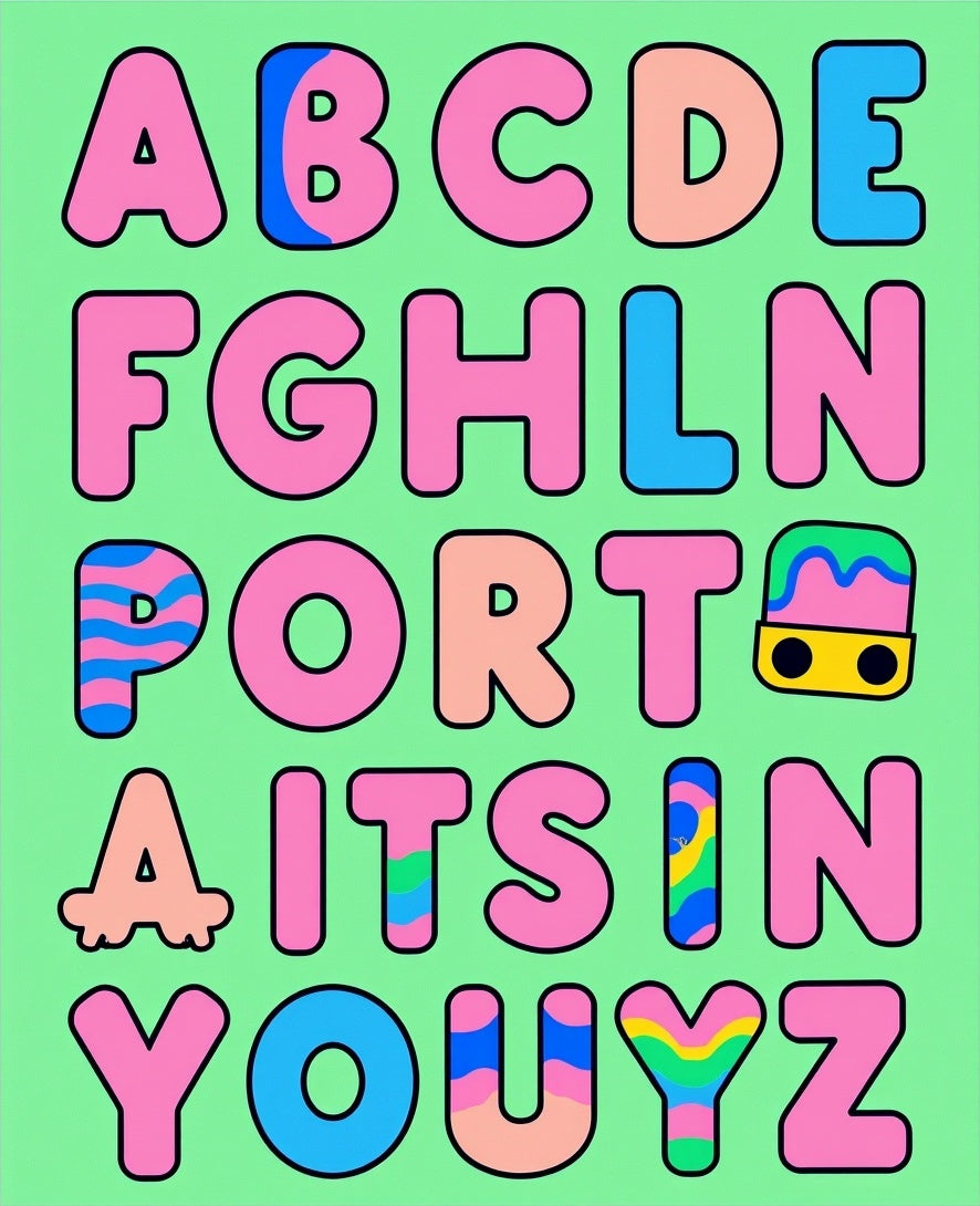 Bright Alphabet Pop Art Panels Rug