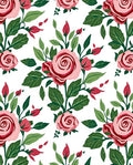 Pink Rose Garden with Green Leaves Rug