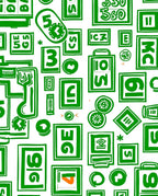 Bold Green Graphic Number Collage Rug