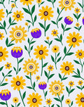 Yellow Purple Flower Garden Tile Rug