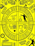 Vibrant Yellow Circular Collage Rug