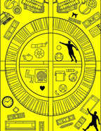 Vibrant Yellow Circular Collage Rug