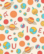 Space Planets Alphabet Whimsy Rug