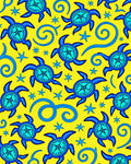 Blue Turtle Swirl Yellow Nautical Rug