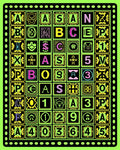 Neon Alphabet Number Grid Rug
