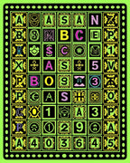 Neon Alphabet Number Grid Rug