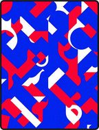 Bold Blue Red White Geometric Abstraction Rug