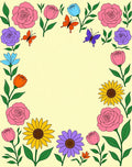 Whimsical Floral Butterfly Garden Frame Rug