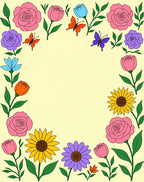 Whimsical Floral Butterfly Garden Frame Rug