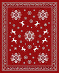 Red Snowflakes Reindeer Winter Border Rug