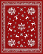 Red Snowflakes Reindeer Winter Border Rug