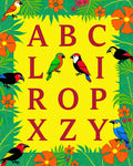 Tropical Exotic Birds Alphabet Border Rug