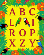 Tropical Exotic Birds Alphabet Border Rug