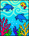 Blue Dolphins Coral Reef Underwater Scene Rug