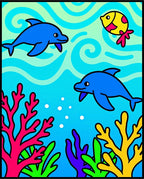 Blue Dolphins Coral Reef Underwater Scene Rug