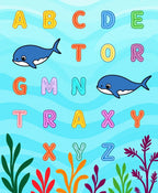 Ocean ABC Alphabet Whales Coral Rug