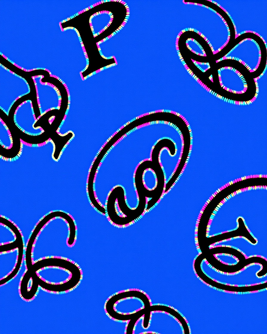 Scripty Blue Lettered Playful Rug