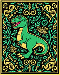Green Dinosaur Jungle Swirl Rug