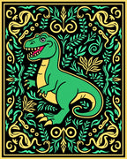 Green Dinosaur Jungle Swirl Rug