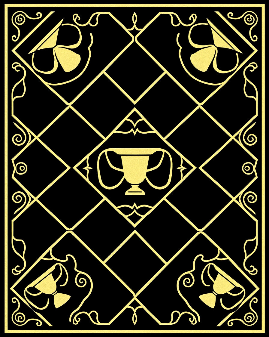 Golden Trophy Geometric Grid Rug