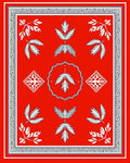 Red White Gray Botanical Medallion Rug
