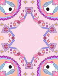 Whimsical Pink Cartoon Creature Mandala Rug
