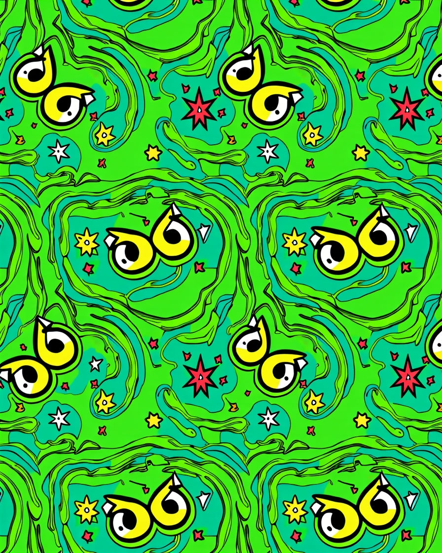 Vibrant Yellow Eyes Swirl Stars Rug