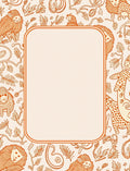 Whimsical Orange Animal Foliage Border Rug