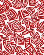 Bold Red Tribal Fragment Rug