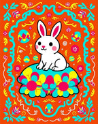 Whimsical Bunny Floral Easter Rug