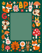 Woodland Creatures Cute Autumn Alphabet Border Rug