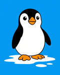 Charming Black White Penguin Blue Background Rug