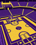 Purple Yellow Basketball Court Rug