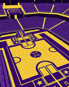 Purple Yellow Basketball Court Rug