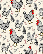 Farmhouse Rooster Chicken Sketch Rug
