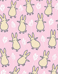 Pastel Pink Dancing Bunny Floral Rug