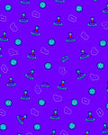 Purple Retro Stamp and Compass Collection Rug