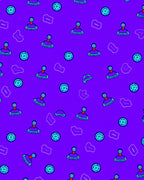 Purple Retro Stamp and Compass Collection Rug