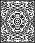 Black White Floral Mandala Ornament Rug