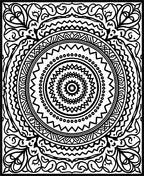 Black White Floral Mandala Ornament Rug