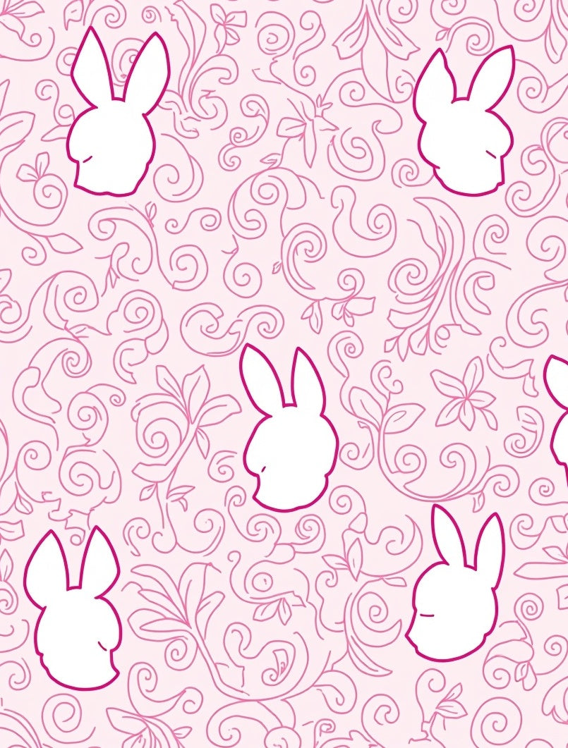 Pink Bunny Swirl Floral Rug