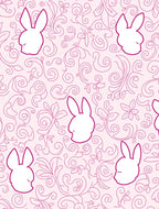 Pink Bunny Swirl Floral Rug
