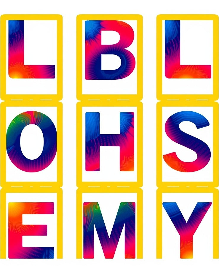 Vibrant Yellow Abstract Letter Rug