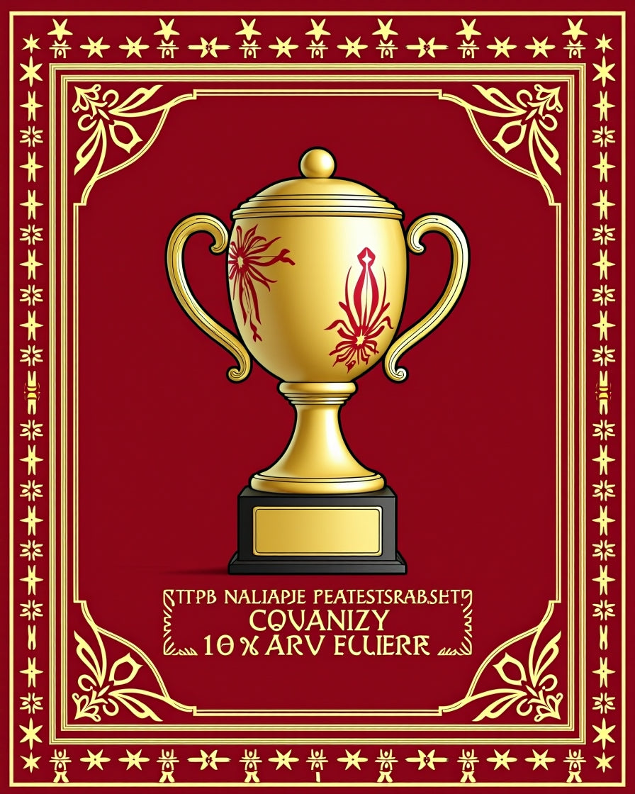 Gold Trophy Red Floral Border Rug